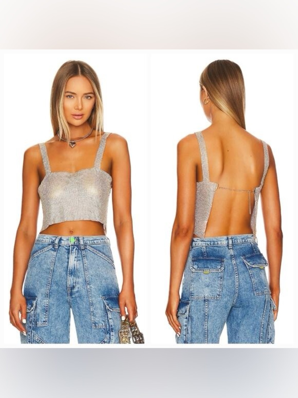 Superdown Mackenzie Crop Top in
Gold Size Medium